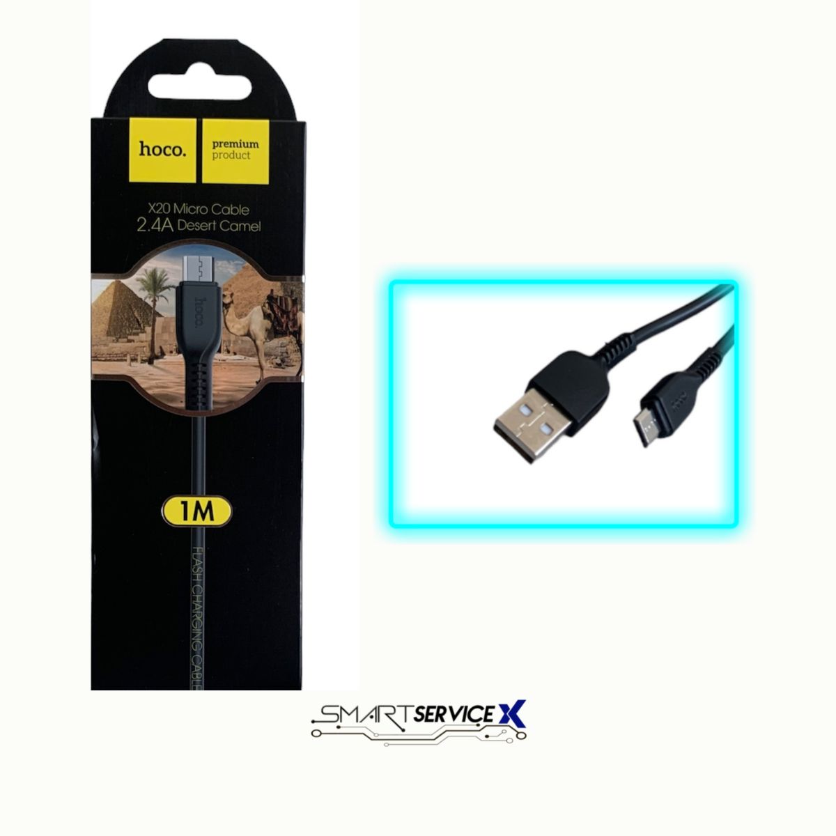 Cable Flash Usb Micro Usb 1m Negro Hoco X20 Smartservicex 